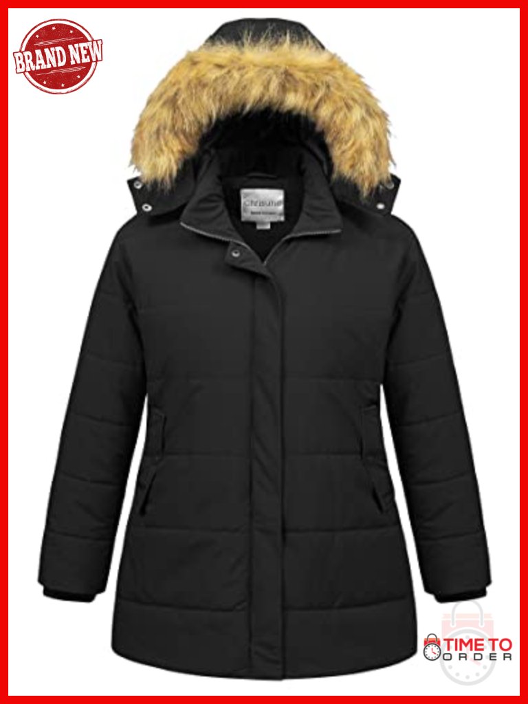 Waterproof Plus Size Down Puffer Jacket With Removable Fur Hood